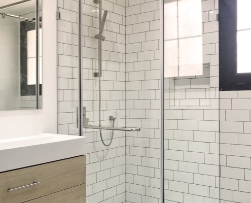 Modern Subway Tile Ensuite Bathroom in Arabian Ranches Dubai by The Big Fitout